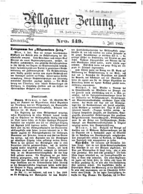 Allgäuer Zeitung Mittwoch 5. Juli 1865