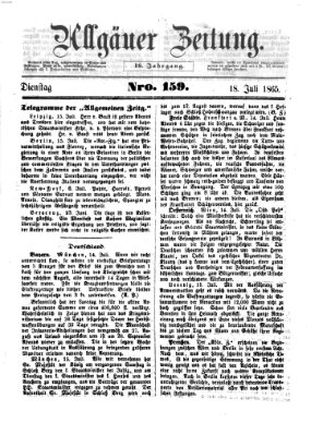 Allgäuer Zeitung Dienstag 18. Juli 1865