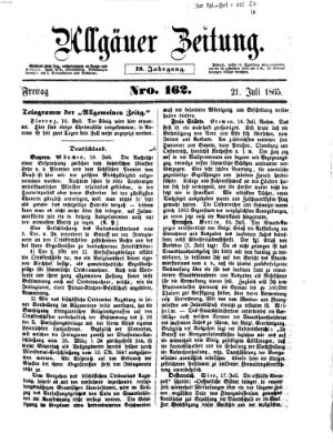 Allgäuer Zeitung Freitag 21. Juli 1865