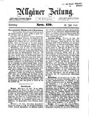 Allgäuer Zeitung Sonntag 30. Juli 1865