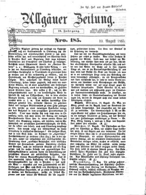 Allgäuer Zeitung Samstag 19. August 1865