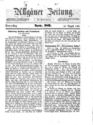 Allgäuer Zeitung Donnerstag 24. August 1865