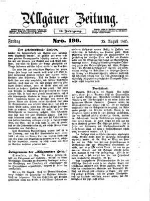 Allgäuer Zeitung Freitag 25. August 1865