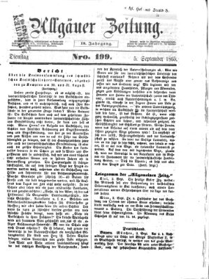 Allgäuer Zeitung Dienstag 5. September 1865