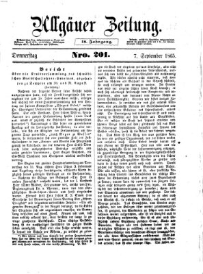 Allgäuer Zeitung Donnerstag 7. September 1865