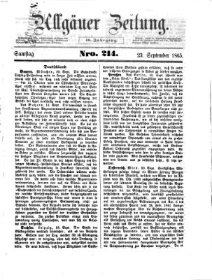 Allgäuer Zeitung Samstag 23. September 1865