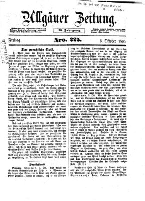 Allgäuer Zeitung Freitag 6. Oktober 1865