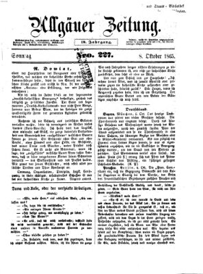 Allgäuer Zeitung Sonntag 8. Oktober 1865