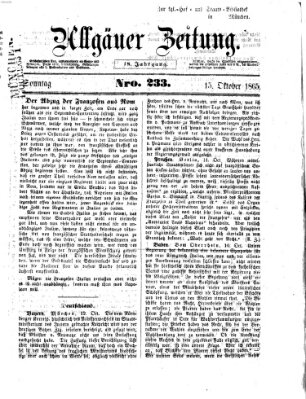 Allgäuer Zeitung Sonntag 15. Oktober 1865