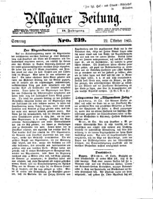 Allgäuer Zeitung Sonntag 22. Oktober 1865