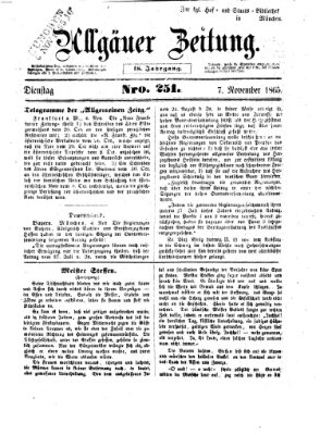 Allgäuer Zeitung Dienstag 7. November 1865