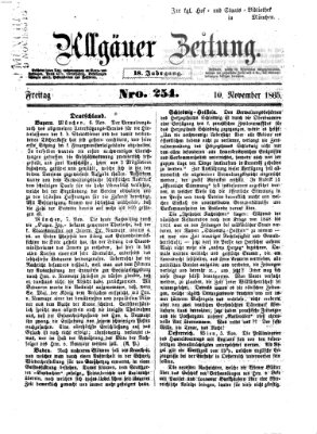 Allgäuer Zeitung Freitag 10. November 1865