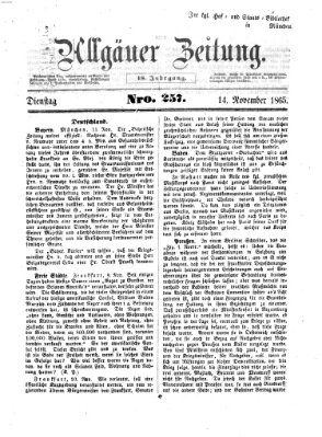 Allgäuer Zeitung Dienstag 14. November 1865