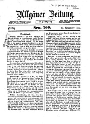 Allgäuer Zeitung Freitag 17. November 1865