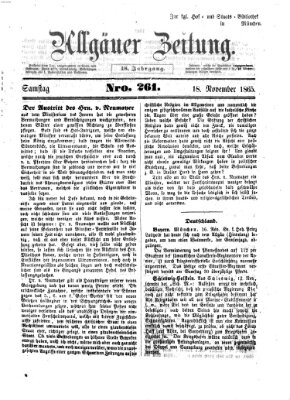 Allgäuer Zeitung Samstag 18. November 1865