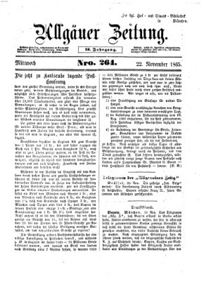 Allgäuer Zeitung Mittwoch 22. November 1865