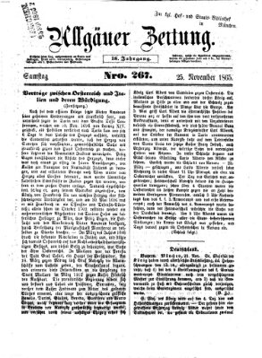 Allgäuer Zeitung Samstag 25. November 1865