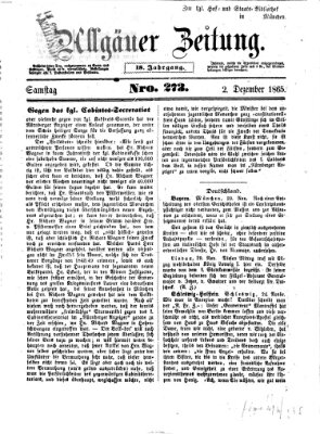 Allgäuer Zeitung Samstag 2. Dezember 1865