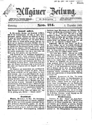 Allgäuer Zeitung Sonntag 3. Dezember 1865