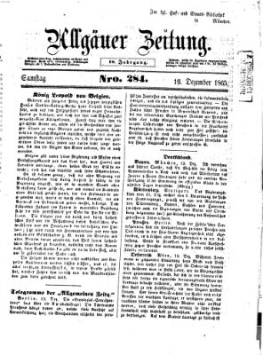 Allgäuer Zeitung Samstag 16. Dezember 1865