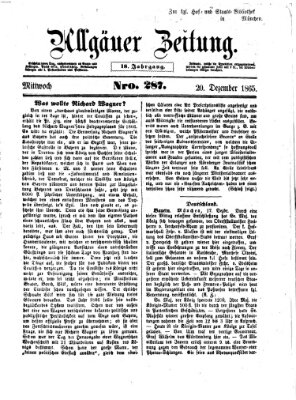 Allgäuer Zeitung Mittwoch 20. Dezember 1865