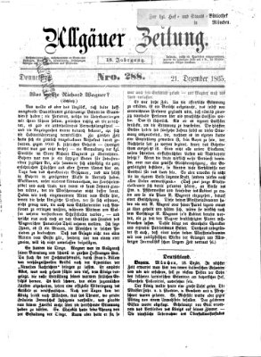 Allgäuer Zeitung Donnerstag 21. Dezember 1865