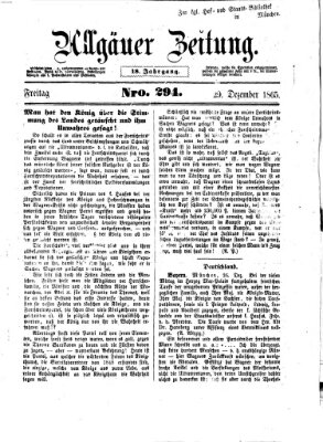 Allgäuer Zeitung Freitag 29. Dezember 1865