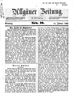 Allgäuer Zeitung Sonntag 14. Januar 1866