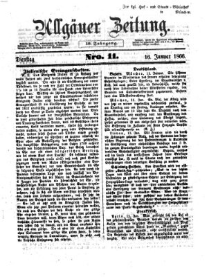 Allgäuer Zeitung Dienstag 16. Januar 1866