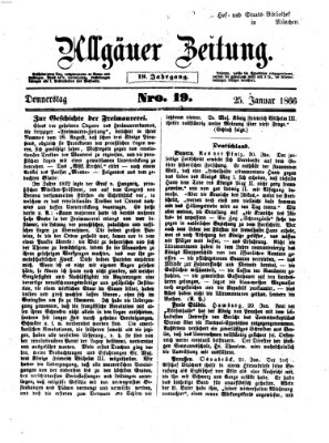Allgäuer Zeitung Donnerstag 25. Januar 1866