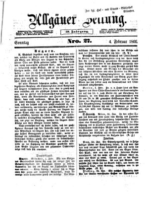 Allgäuer Zeitung Sonntag 4. Februar 1866