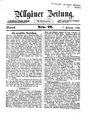 Allgäuer Zeitung Mittwoch 7. Februar 1866