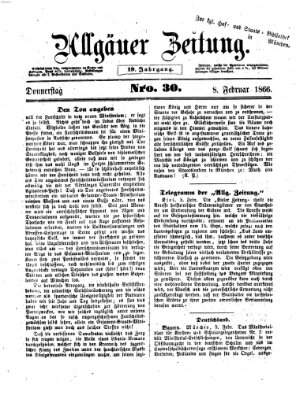 Allgäuer Zeitung Donnerstag 8. Februar 1866