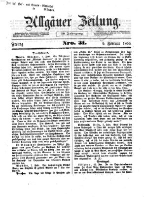 Allgäuer Zeitung Freitag 9. Februar 1866