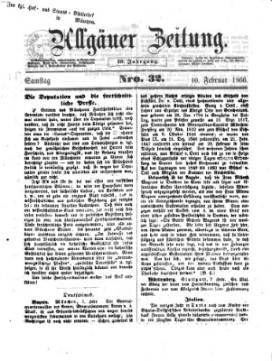 Allgäuer Zeitung Samstag 10. Februar 1866