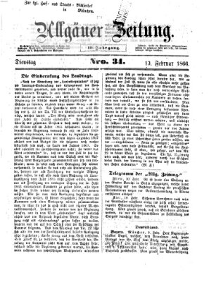 Allgäuer Zeitung Dienstag 13. Februar 1866