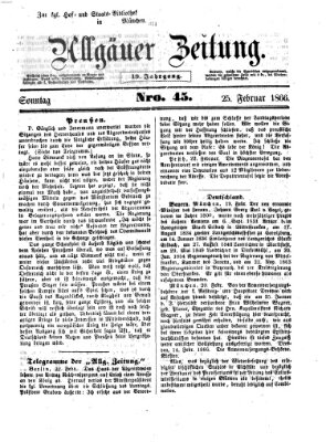 Allgäuer Zeitung Sonntag 25. Februar 1866