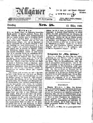 Allgäuer Zeitung Dienstag 13. März 1866