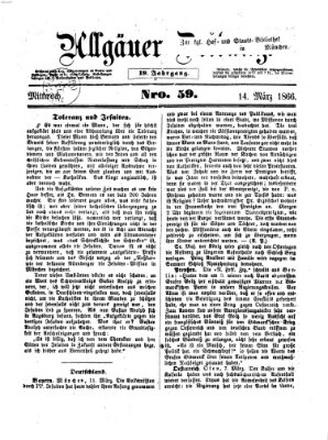 Allgäuer Zeitung Mittwoch 14. März 1866