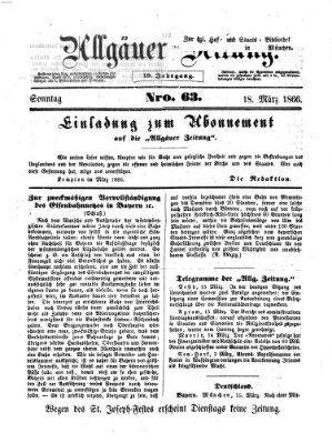 Allgäuer Zeitung Sonntag 18. März 1866