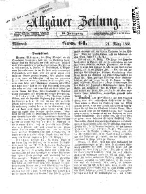 Allgäuer Zeitung Mittwoch 21. März 1866