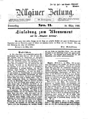 Allgäuer Zeitung Donnerstag 29. März 1866