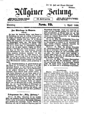 Allgäuer Zeitung Sonntag 1. April 1866