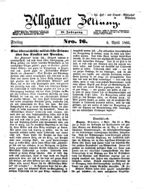 Allgäuer Zeitung Freitag 6. April 1866