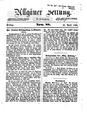 Allgäuer Zeitung Freitag 20. April 1866