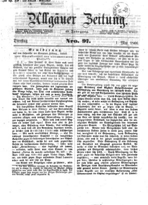 Allgäuer Zeitung Dienstag 1. Mai 1866