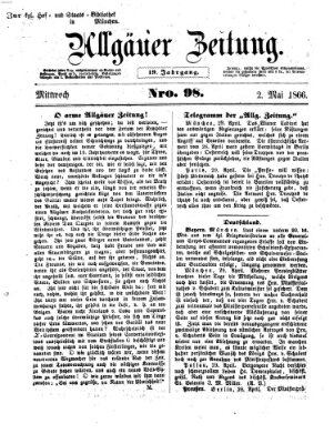 Allgäuer Zeitung Mittwoch 2. Mai 1866