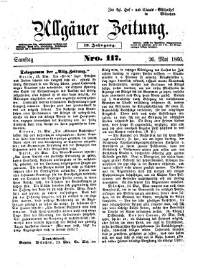 Allgäuer Zeitung Samstag 26. Mai 1866