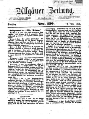 Allgäuer Zeitung Dienstag 12. Juni 1866