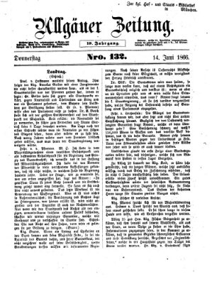 Allgäuer Zeitung Donnerstag 14. Juni 1866